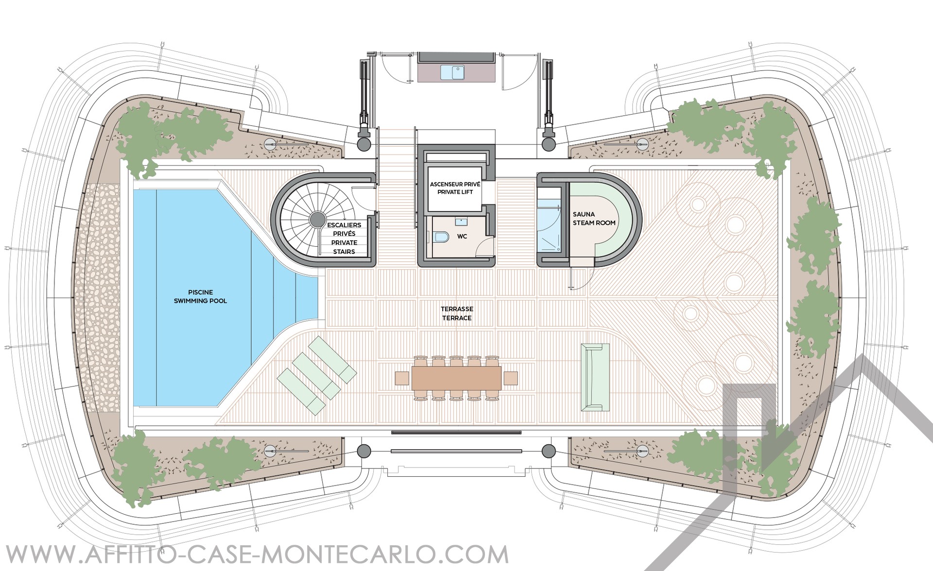 Triplex with pool One MonteCarlo Apartments for rent in Monaco