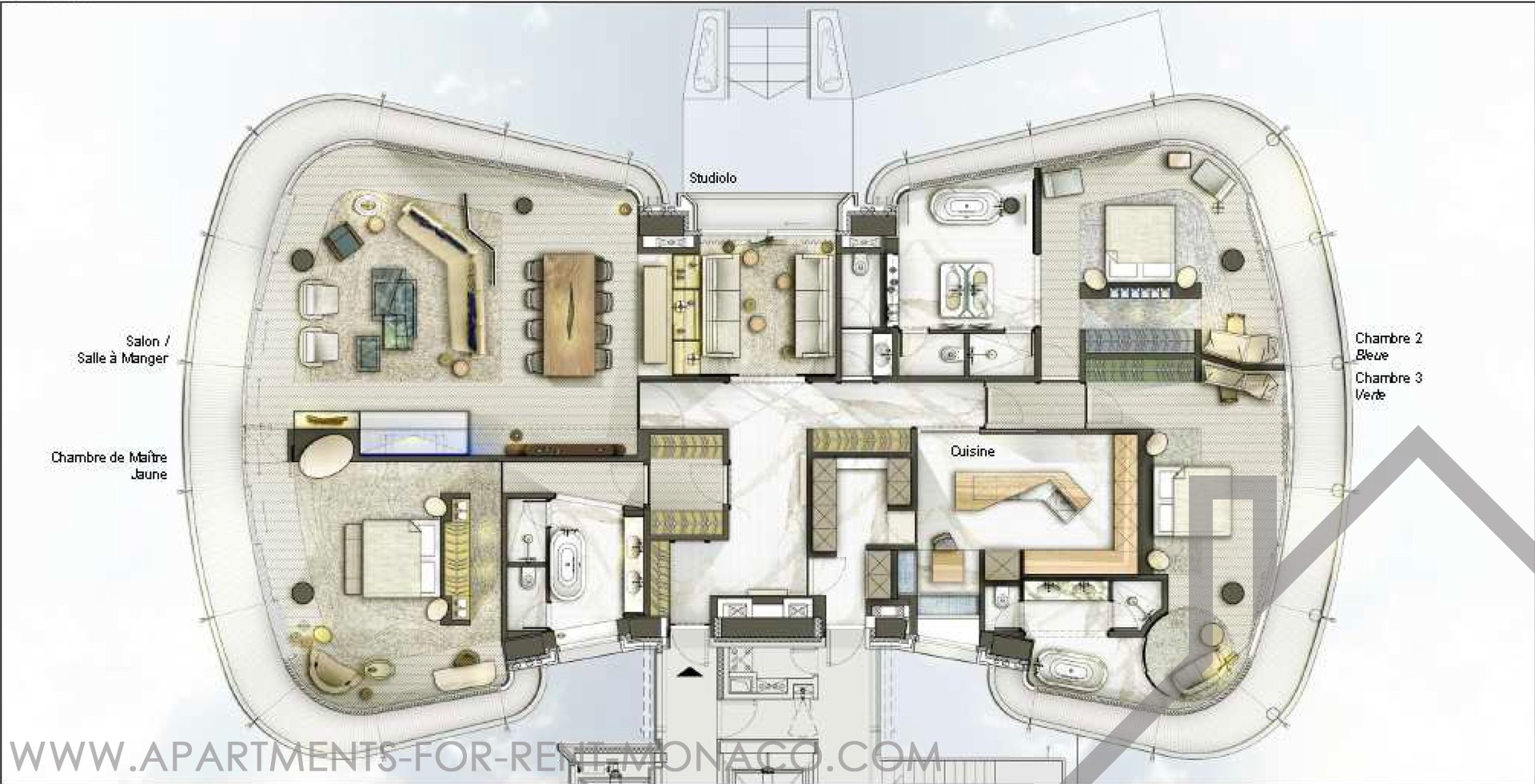 Residence One Monte Carlo Triplex Apartments For Rent In Monaco