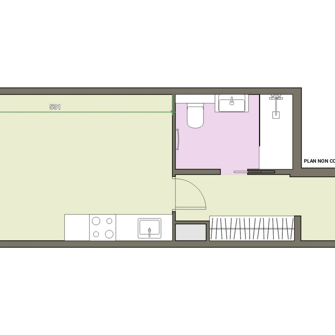 Renovated spacious studio apartment